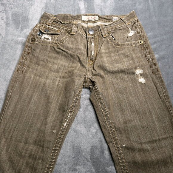 Mek Denim USA Mens Havana Jeans Distressed 32 Holes Wide Leg Relaxed Altered - Picture 5 of 10